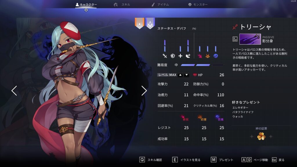クロノアーク　トリーシャ　ステータス